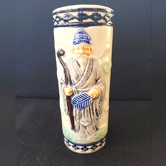 Vintage Exotic Orchids of Hawaii Tiki Mug R-92 Old Wise Man Glass Vase Island - Picture 1 of 10